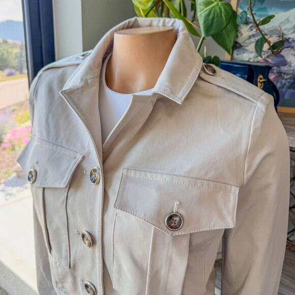 White House Black Market, Pearl Dust Cropped Utility Jacket-Women’s Size X-Small - Picture 3 of 13